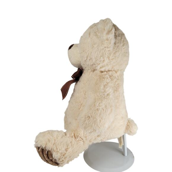 Teddy Bear 16" Plush Cream Brown Bow Stuffed Animal Dan Dee Collector’s Choice - Picture 16 of 16